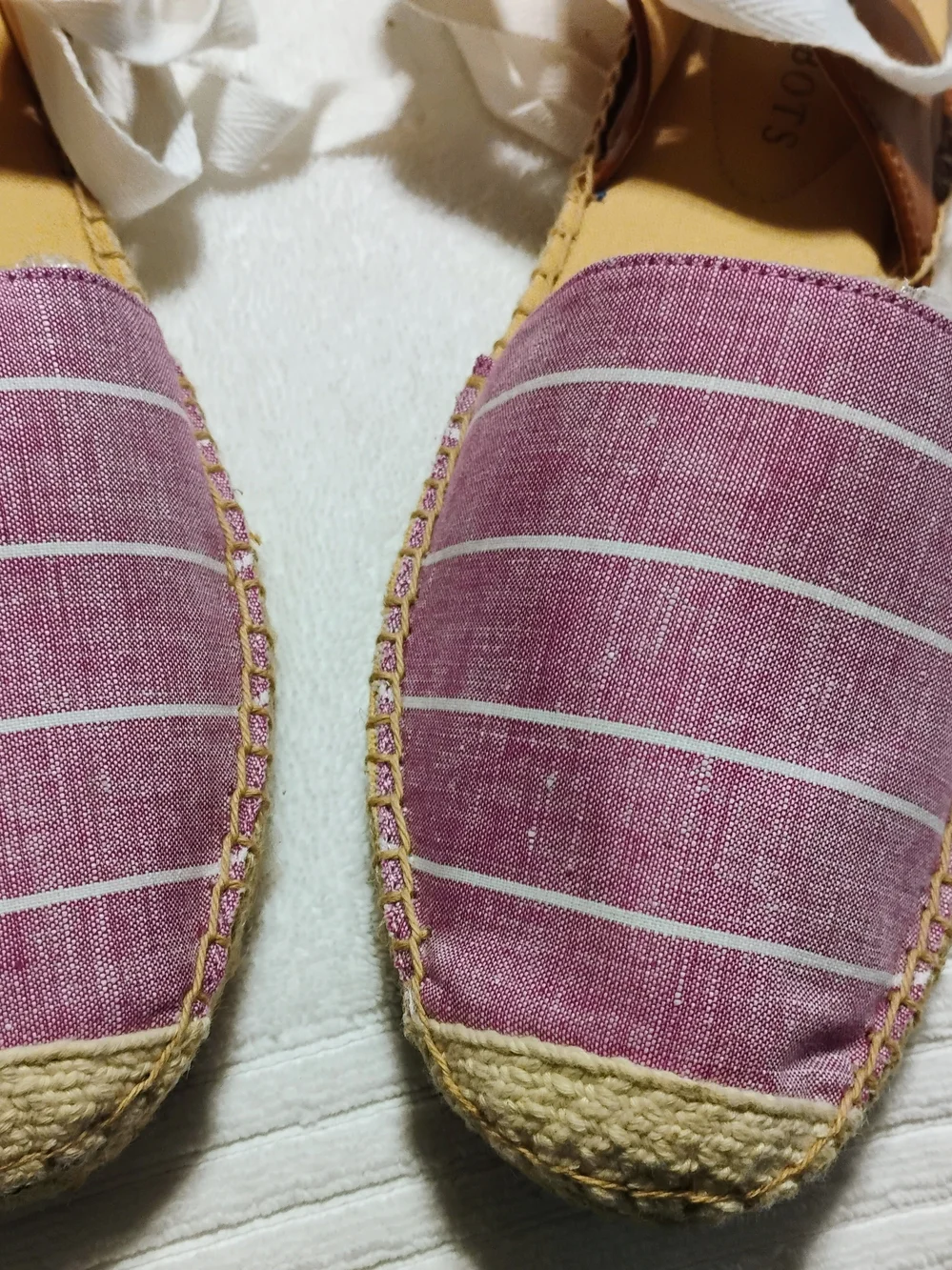 Talbots Lavender Striped Espadrille Sandals with White Ankle Tie Size 8 - Picture 6 of 13